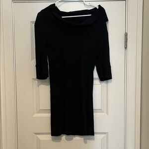 Express Sexy Basic Cowl Neck Black Tee